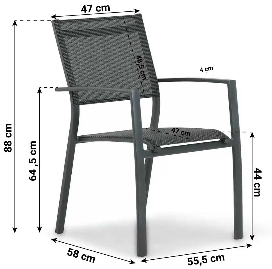 Tuinset 4 personen 155 cm Aluminium Grijs Lifestyle Garden Furniture Sella/Young