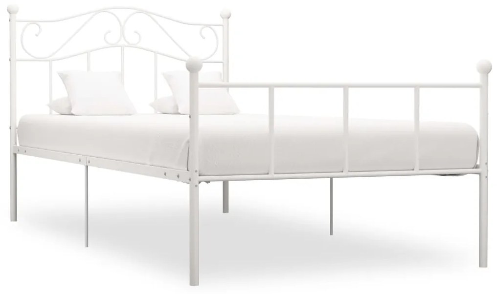 vidaXL Bedframe metaal wit 90x200 cm