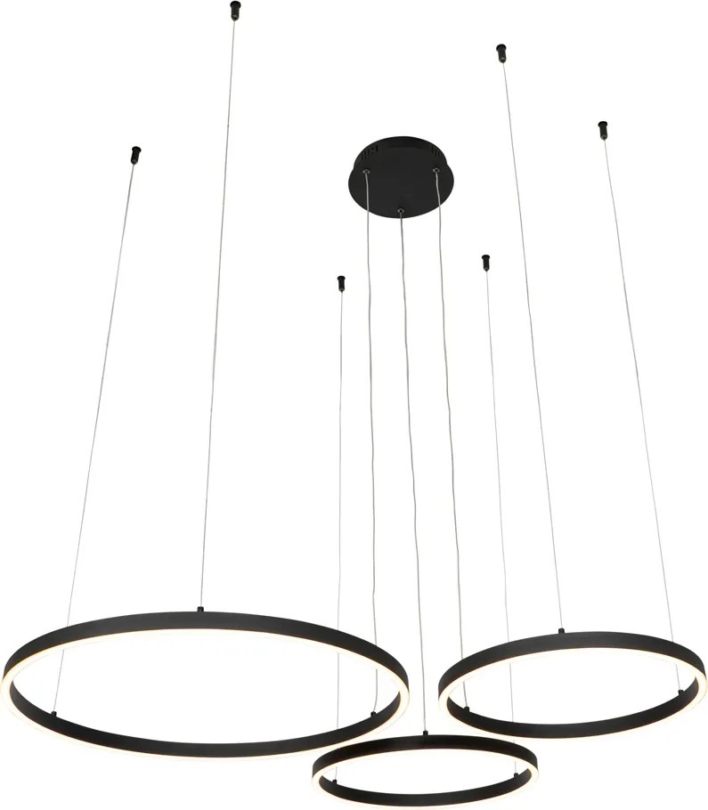 Hanglamp zwart incl. LED 3-staps dimbaar 3-lichts - Anello