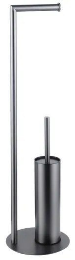 Fortifura Calvi vrijstaande toiletrolhouder met toiletborstel - Geborsteld Gunmetal PVD SW1189061