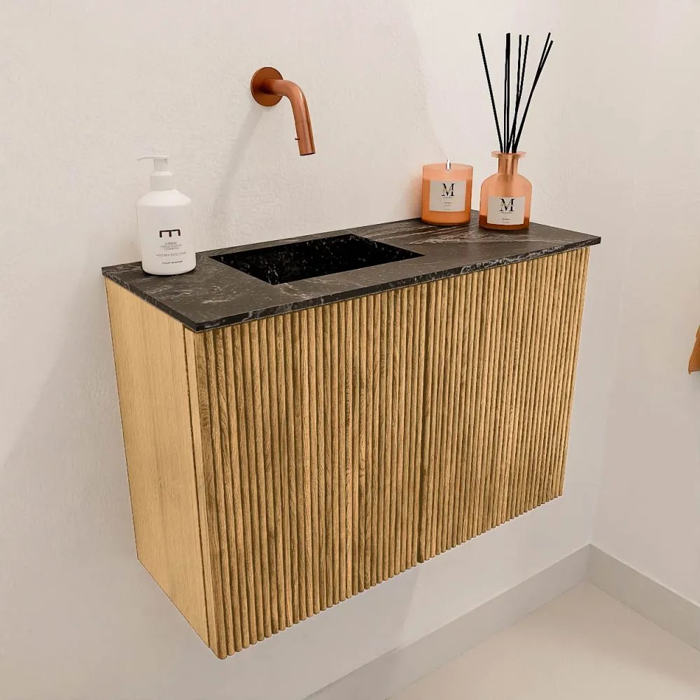 Mondiaz Joya DLux 60cm toiletmeubel oak met wastafel faye links zonder kraangat lava