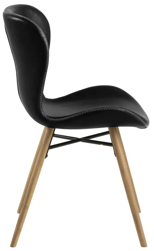 stoel ALTEA eco-leer zwart / poten naturel eik - modern voor woonkamer / eetkamer