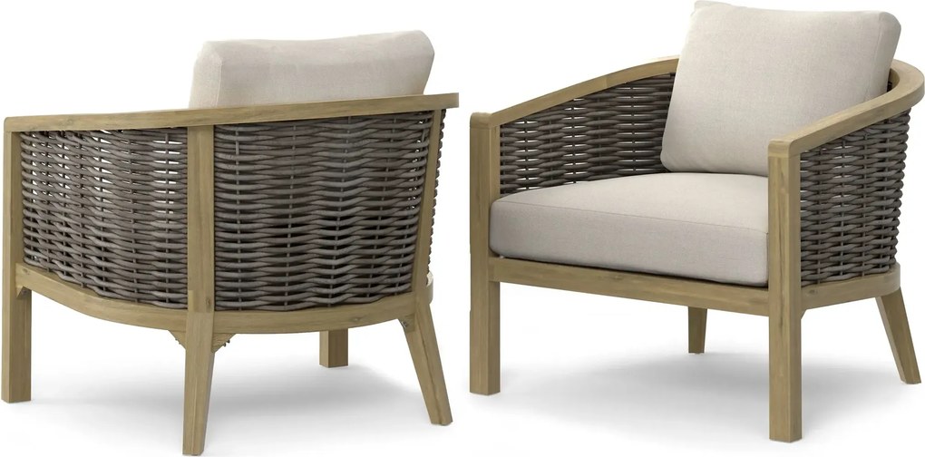 The Outsider Stoel-Bank Loungeset Parkside | 5-zits | Wicker & Acaciahout | The Outsider