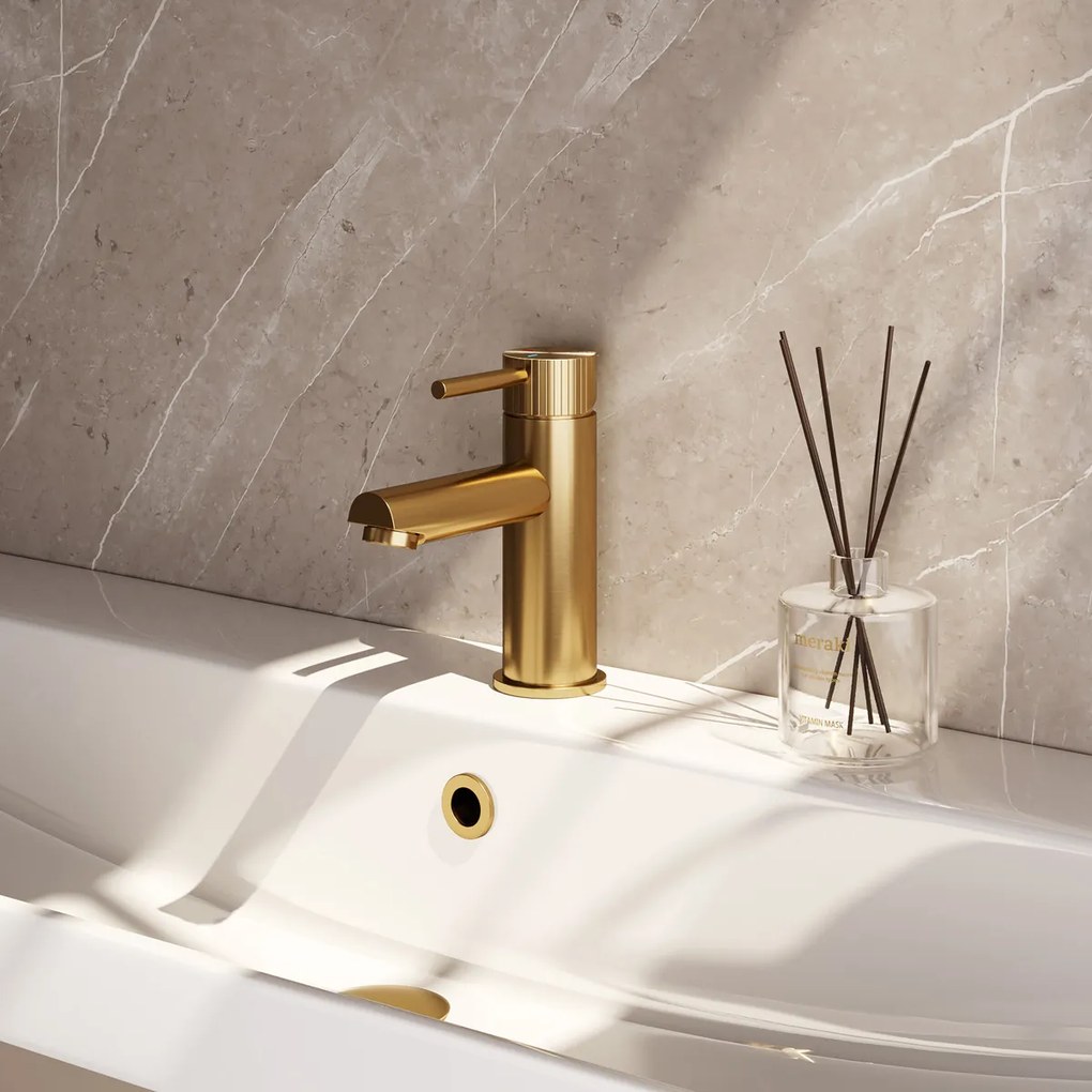 Brauer Stripe wastafelkraan model A met ColdStart messing geborsteld PVD