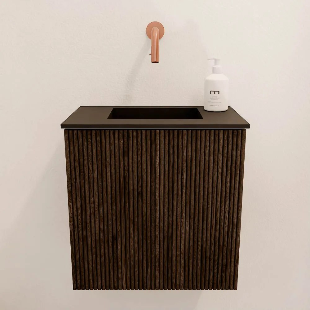 Mondiaz Joya 40cm toiletmeubel walnut met wastafel faye midden zonder kraangat urban