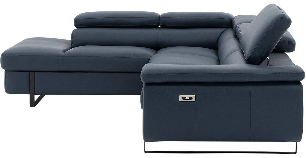 Goossens Excellent Relaxbank Lorenzo Met Verstelbare Hoofdsteunen blauw, leer, modern design