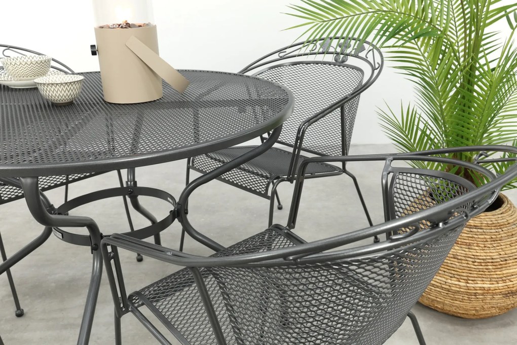 Royal Garden Elegance ronde stapelbare tuinset strekmetaal Ø105 cm.