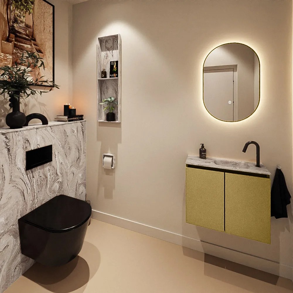 Mondiaz Ture DLux toiletmeubel 60cm oro met wastafel glace rechts met kraangat