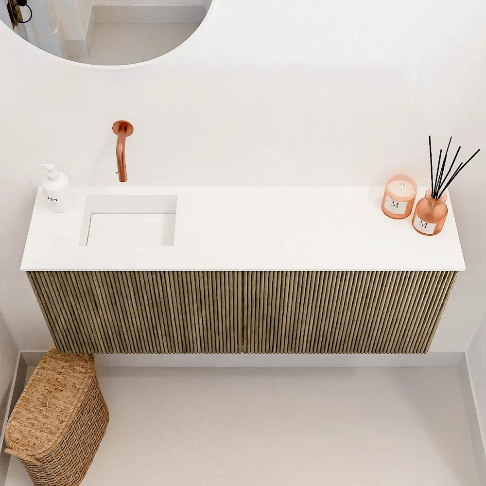 Mondiaz Joya 100cm toiletmeubel dusk met wastafel faye links zonder kraangat talc