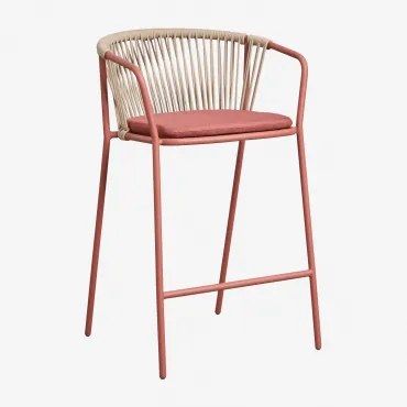 Set Van 4 Hoge Krukken Van Staal En Gevlochten Touw Oklahoma Rood – Klei & ↑65 Cm - Sklum