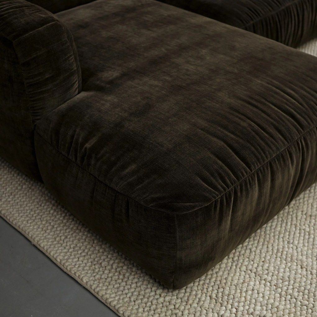 Bruine Hoekbank Met Chaise Longue Links