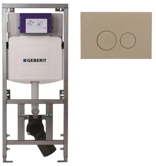 Geberit Inbouwreservoir UP320 met QeramiQ push bedieningsplaat - dualflush - ronde knoppen - kunststof taupe mat SW1102378 0701131