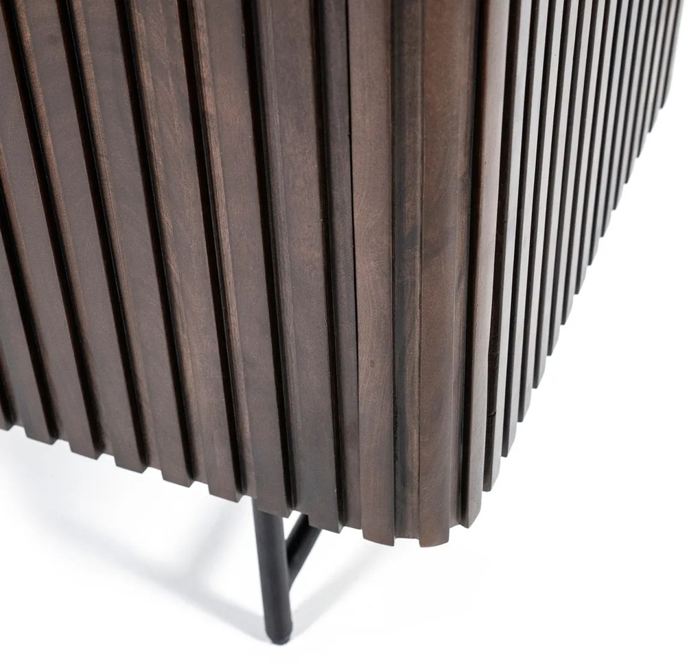 Eleonora Remi Donkerbruine Kast Met Houten Latjes - 96x45x170cm.