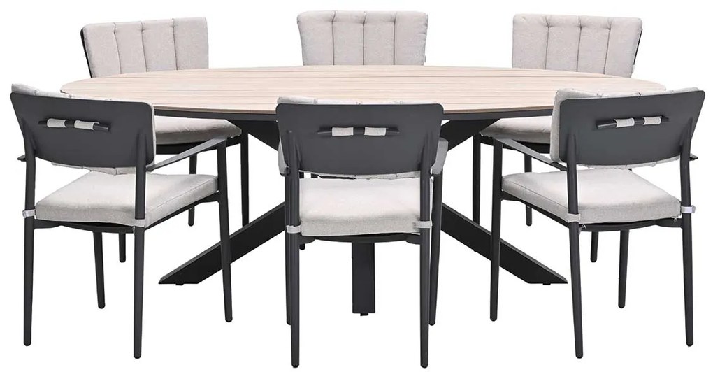 Garden Impressions Dane tuinset 7-delig - Tulli tuintafel 220x115xH75 cm - light teak vironwood