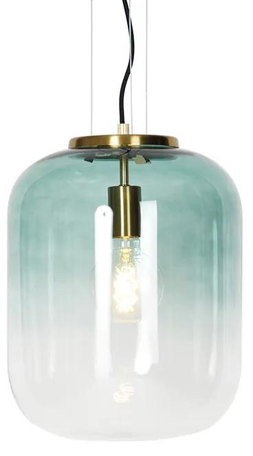 Design hanglamp goud met groen glas - Bliss Design E27 rond Binnenverlichting Lamp