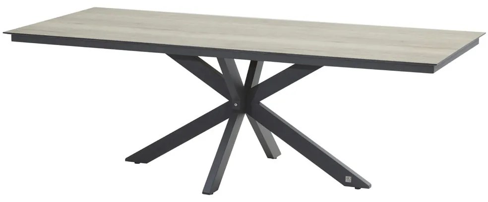 4 Seasons Outdoor Fabrice tuinset met Minerva HPL woodlook tafel 220 cm  Tuinset    antraciet weerbestendig