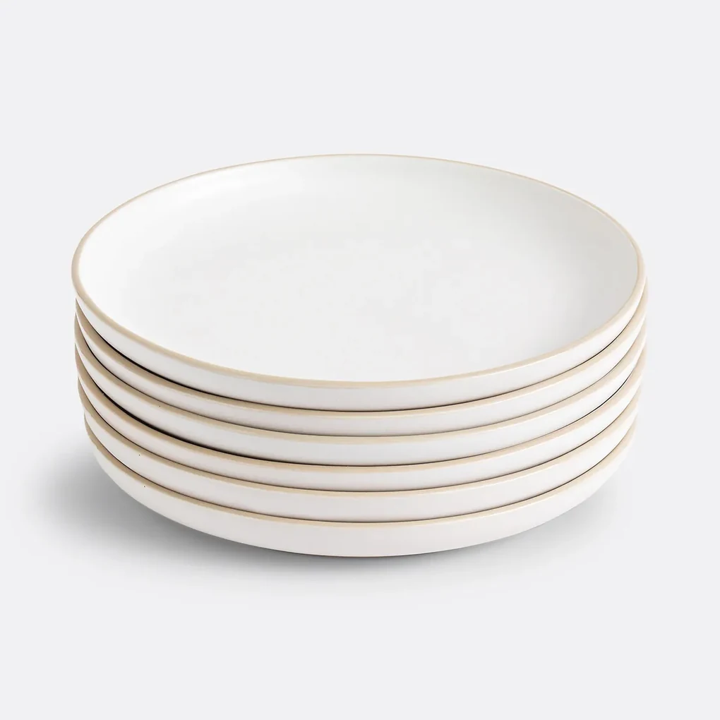 Set van 6 platte borden, in mat aardewerk, Nordik