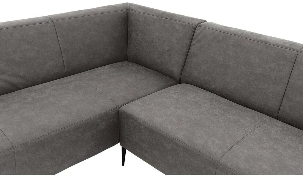 Goossens  Key West grijs, micro leer, 2,5-zits, modern design met ligelement links