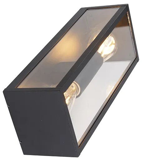 Industriële wandlamp zwart 38 cm 2-lichts IP44 - Charlois
