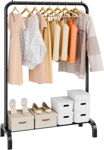 VEVOR Kledingrek Garderobekastrek 1 Kledingstang, Duurzaam Kledingrek Zwart 400 x 1010 x 1510 mm Kledingrek voor Slaapkamer, Wasruimte, Kleedkamer, Entree etc.