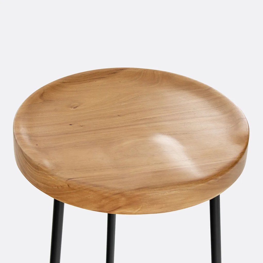 Barkruk in iepenhout H76 cm, Iska
