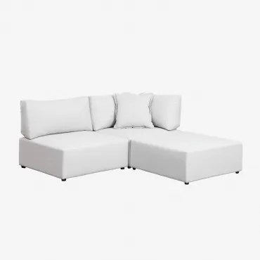 2-delige Modulaire Hoekbank Met Kata Poef Stof Crème Beige - Sklum