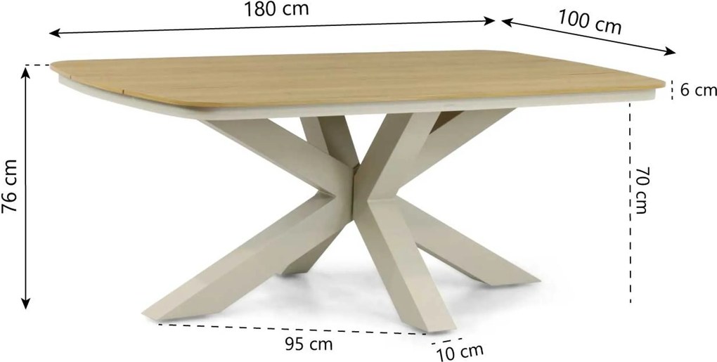 Dining Tuintafel rechthoekig 180 x 100 cm Taupe Camila
