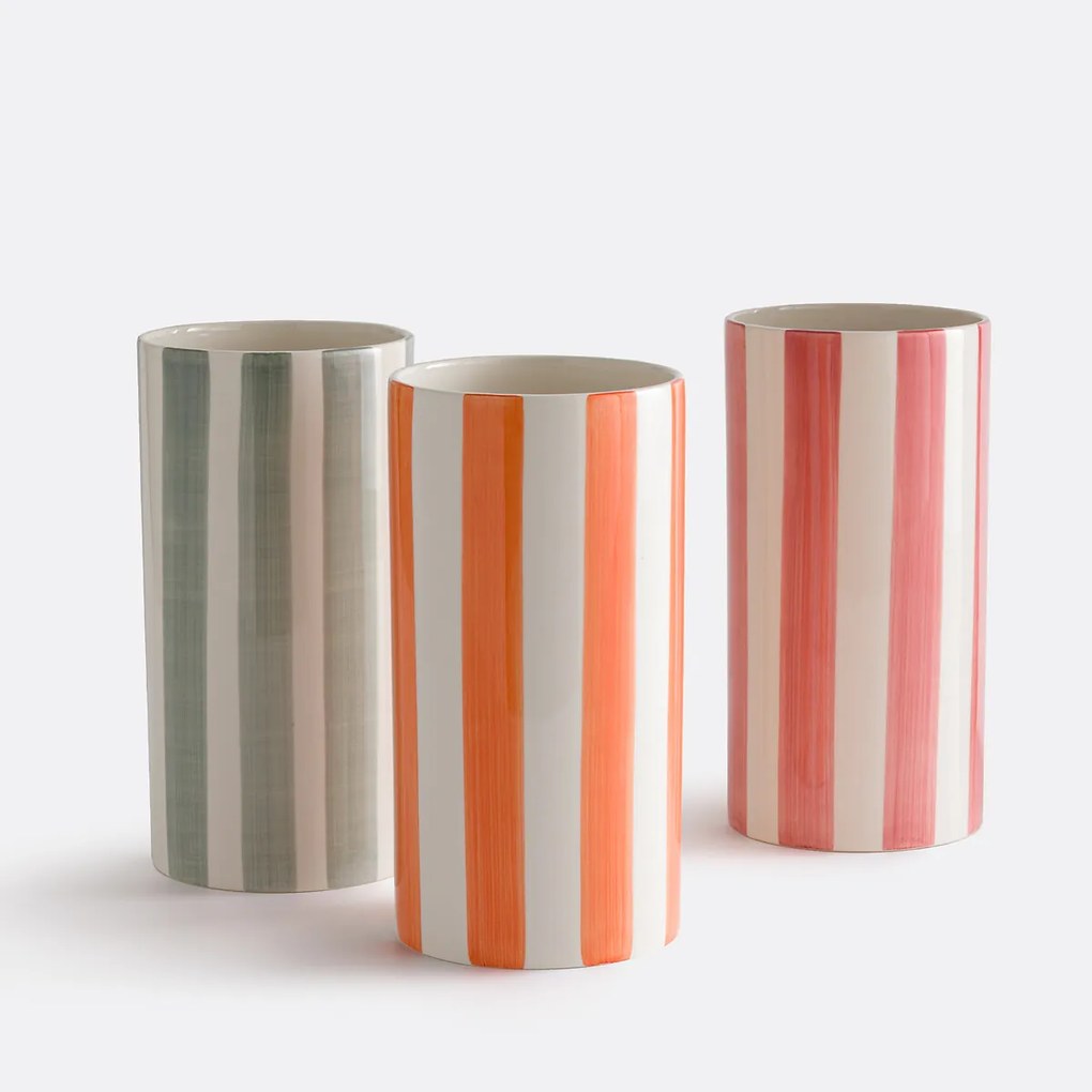Gestreepte vaas van keramiek, H25 cm, Jaoma