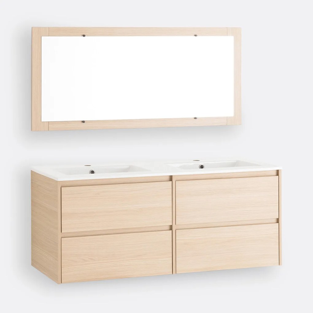 Wandmeubel voor wwastafel + spiegel L120cm, Nirio