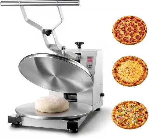VEVOR Pizzadeegpers 45 cm 1200 W Elektrische Deegpers voor Pizzabodems voor Pizzeria's en Tortilla Restaurants, 0-240 °C, Instelbare Deegdikte 0-11 mm, met Roestvrijstalen Handvat, Aluminium Persplaat