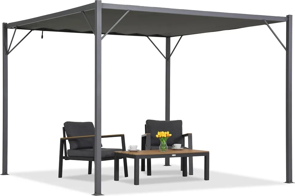 Antracietkleurige terraspergola Malaga 3x3 m Garden Point