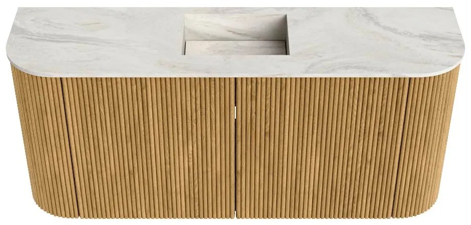 Mondiaz Joya DLux 95cm toiletmeubel ronding links/rechts oak met wastafel faye midden 1 kraangat ostra