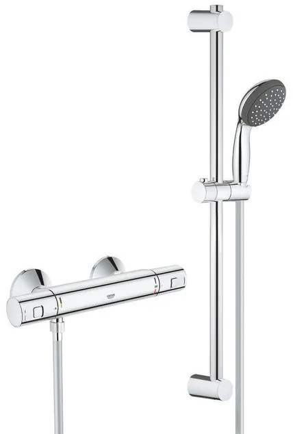 GROHE Precision Start renovatieset met douchekraan thermostatisch met koppelingen met glijstangset chroom 34597000