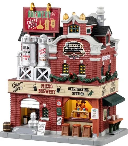 Lemax - 'Derby &amp; Sons Brewing Co.' - Verlicht gebouw - Exclusief adapter (Werkt op batterijen)