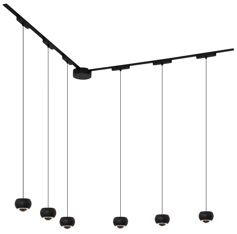 Modern railsysteem met 6 hanglampen zwart 1-fase - Magnetic Lance