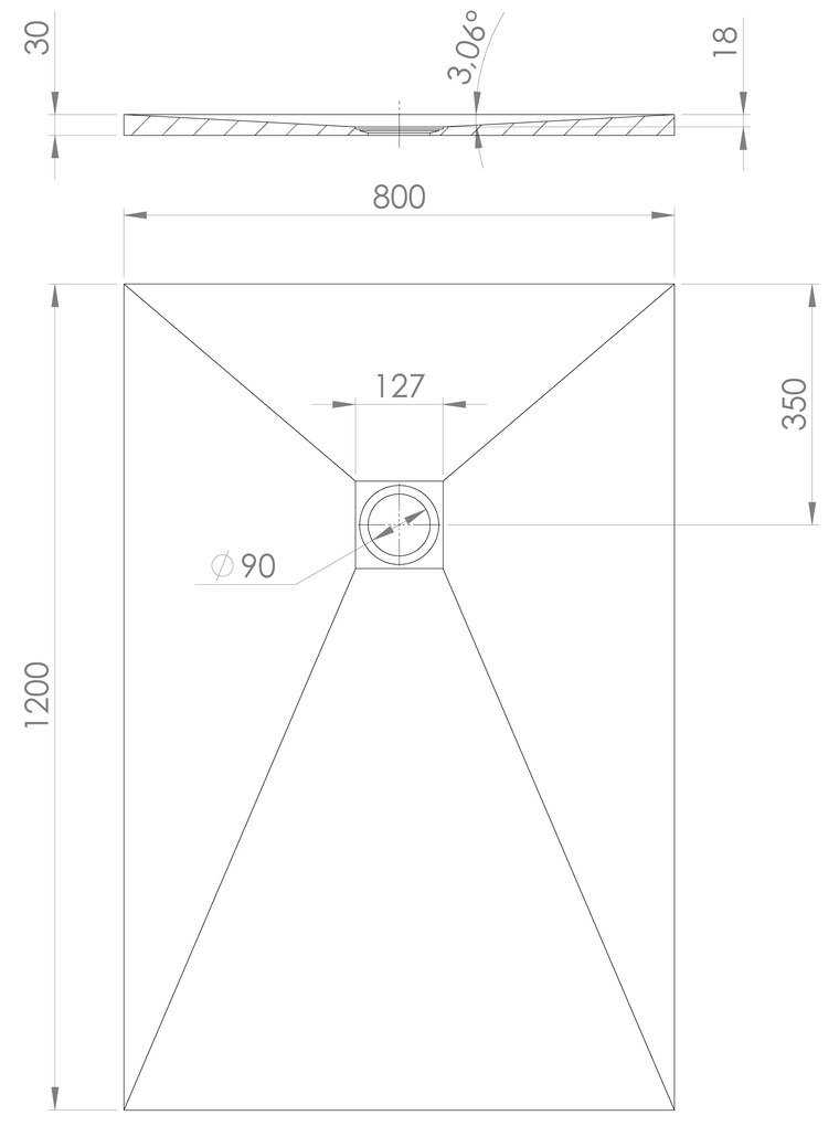 Polysan Treneca douchebak 120x80cm wit mat