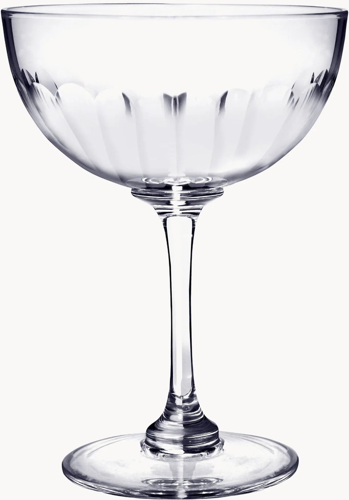 Mondgeblazen kristallen champagneglazen Lens, 4-delig