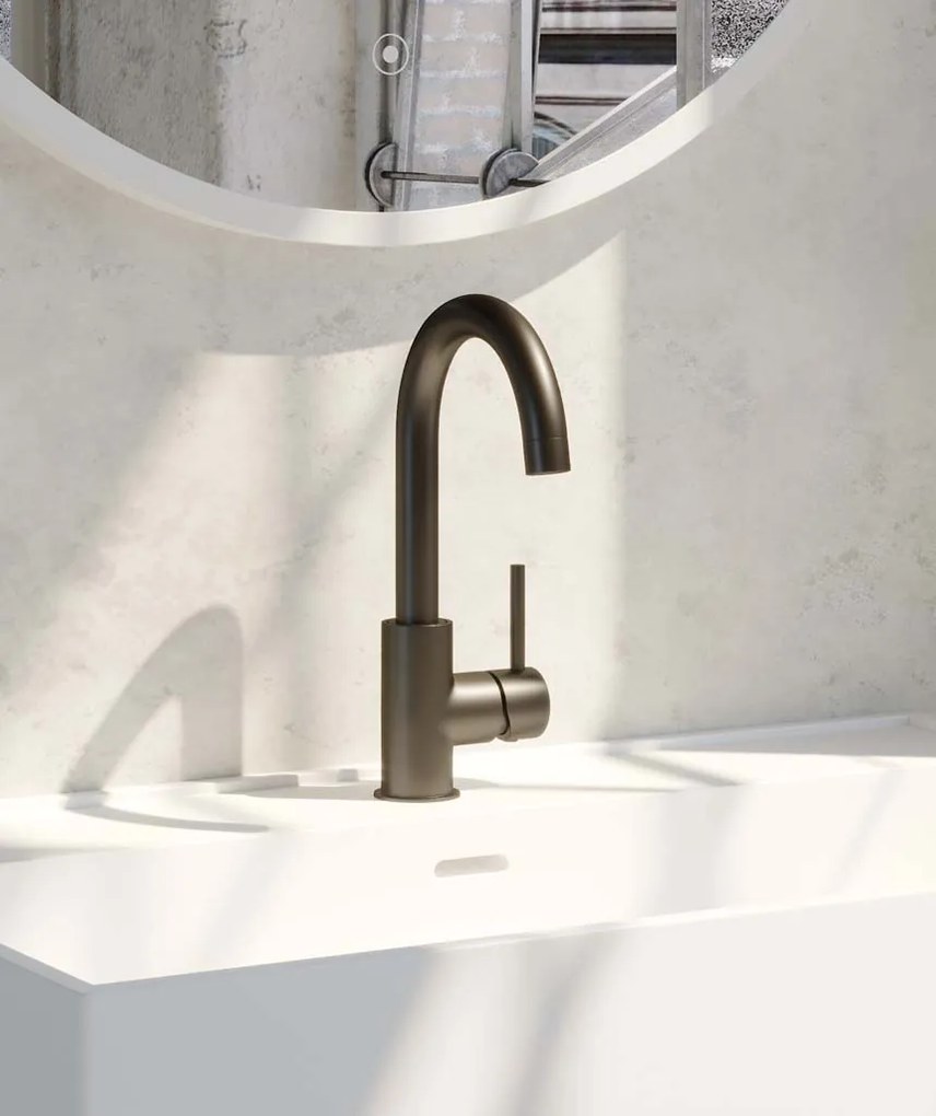 Brauer Black Edition ColdStart wastafelkraan hoog met draaibare ronde uitloop model A zwart mat