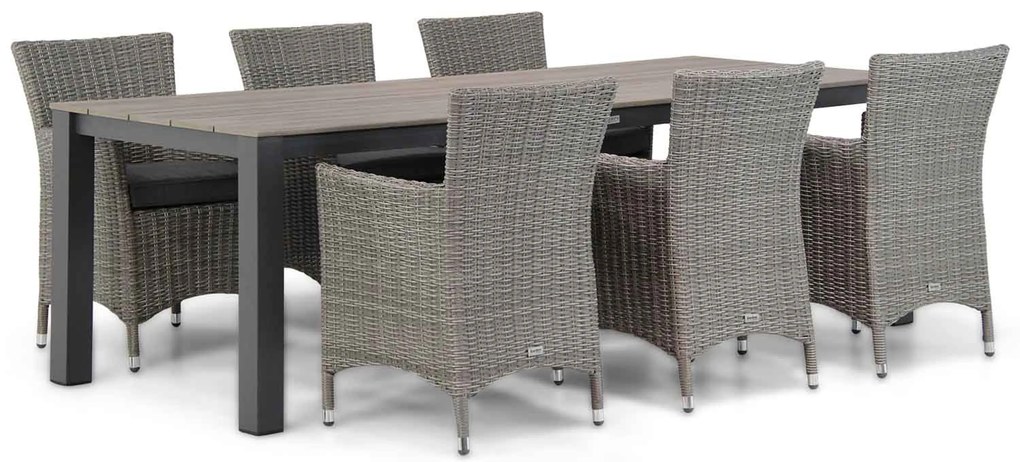 Tuinset 6 personen 240 cm Wicker Grijs Garden Collections Dublin/Valley
