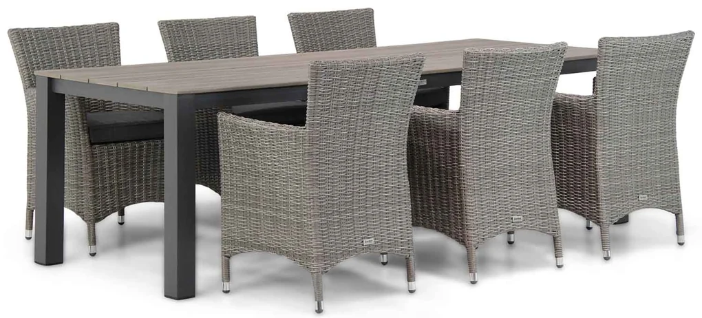 Tuinset 6 personen 240 cm Wicker Grijs Garden Collections Dublin/Valley