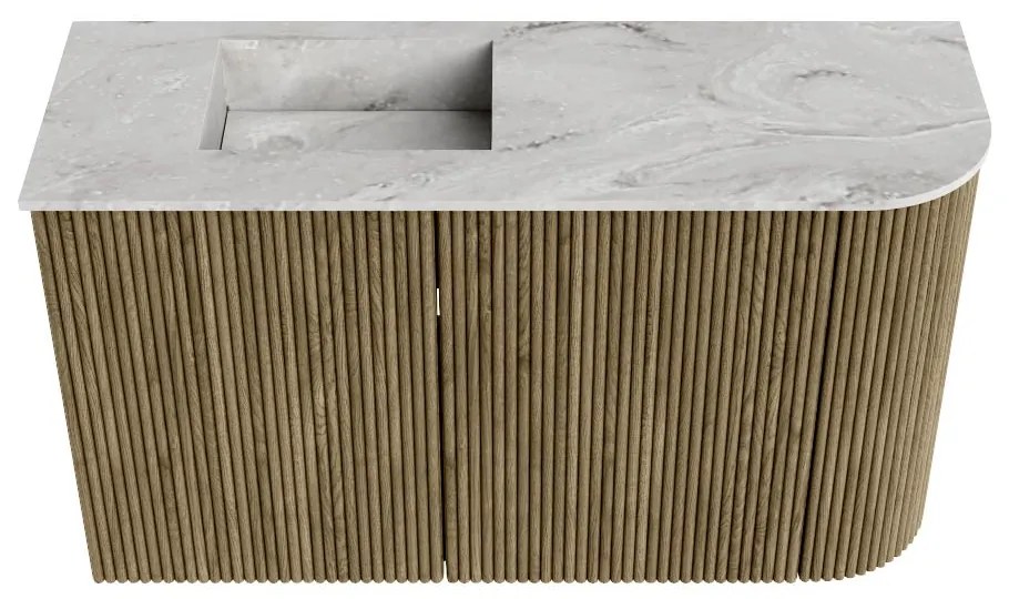 Mondiaz Joya DLux 70cm toiletmeubel ronding rechts dusk met wastafel faye links 1 kraangat glace