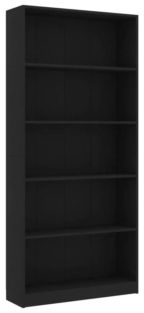 vidaXL Boekenkast met 5 schappen 80x24x175 cm bewerkt hout zwart