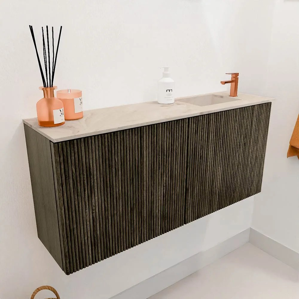 Mondiaz Joya DLux 90cm toiletmeubel shadow met wastafel faye rechts 1 kraangat frappe