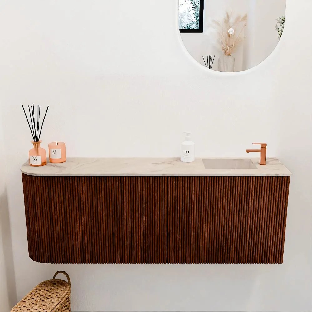 Mondiaz Joya DLux 110cm toiletmeubel ronding links ruby met wastafel faye rechts 1 kraangat frappe