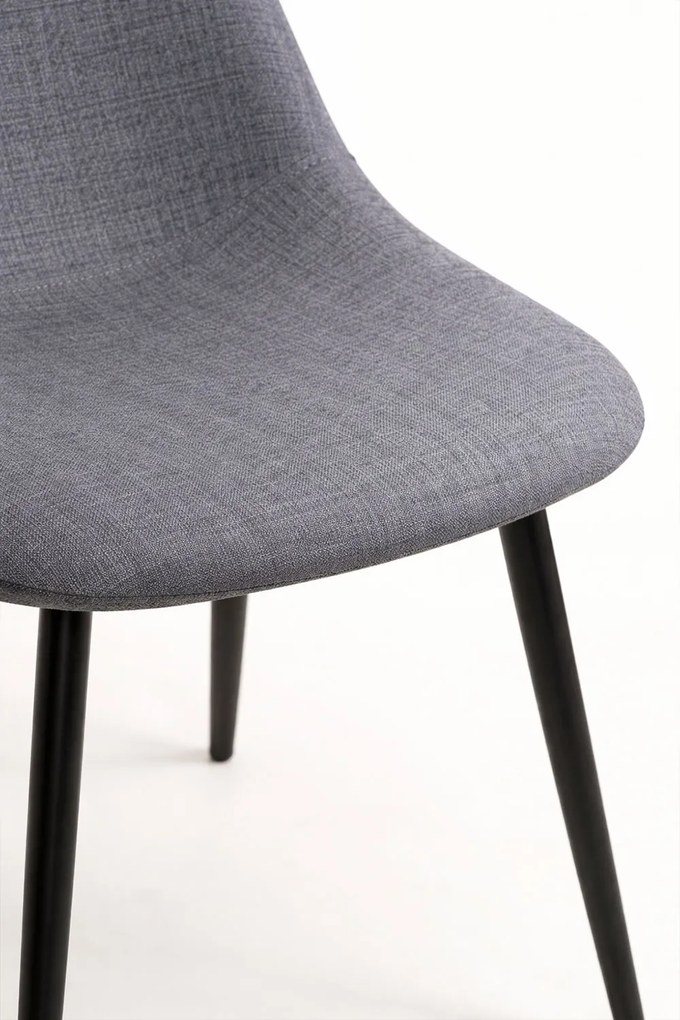 Set 4 Teok Black Stoffen Stoelen