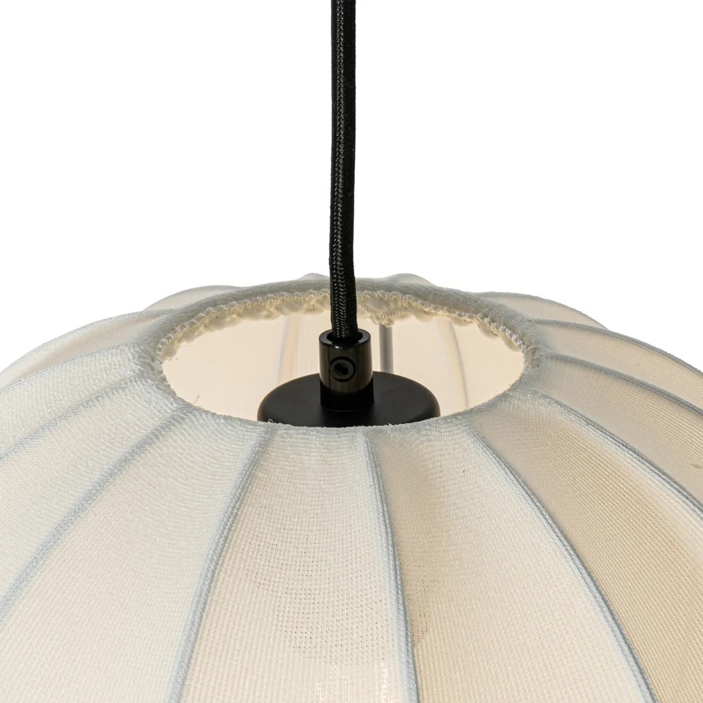 Stoffen Design hanglamp wit zijden 30 cm - Plu Design E27 bol / globe / rond Binnenverlichting Lamp