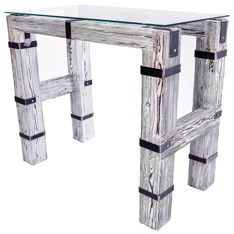 CHYRKA® Eettafel woonkamer tafel DROHOBYCZ kruk loft vintage bar industrieel design handgemaakt hout glas metaal