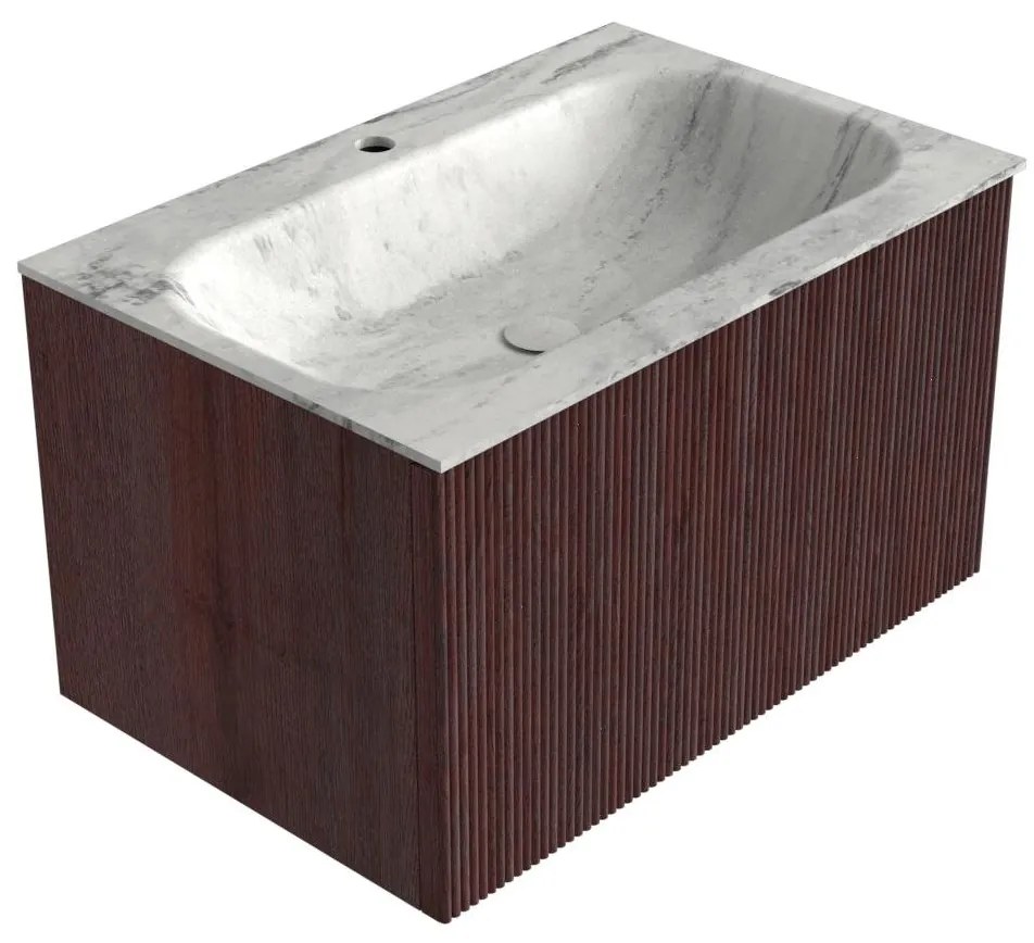 Mondiaz Kurve-dlux 70cm badmeubel ruby met 1 lade en wastafel big small midden 1 kraangat opalo