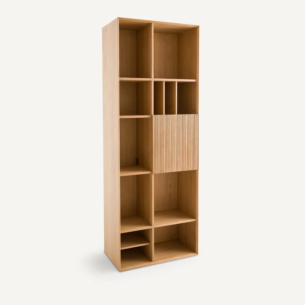 Boekenkast met 1 deur in eiken en fineer, Mikube