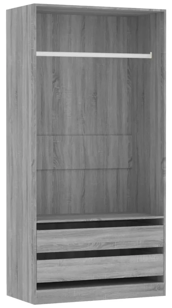vidaXL Kledingkast 100x50x200 cm bewerkt hout grijs sonoma eikenkleur